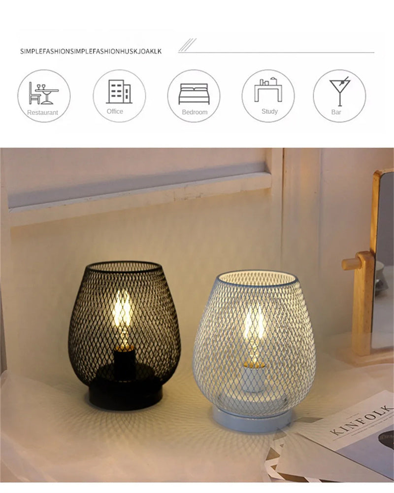 Retro Iron Art Bordslampa – Batteridriven