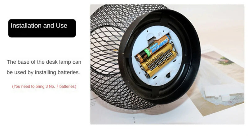Retro Iron Art Bordslampa – Batteridriven