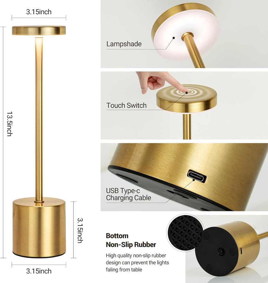 Enkel & Stilren LED Touchlampa – Laddningsbar Nattlampa med 3 Färgtoner