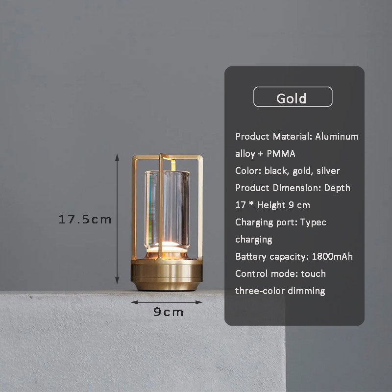 LED Kristallampa – Trådlös & Uppladdningsbar Bordslampa med Touch